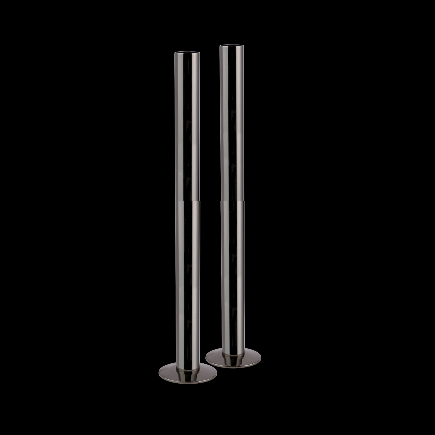 Black Nickel Pipe Sleeve & Collar Floor Tidy Set - 1 x Pair of 300mm