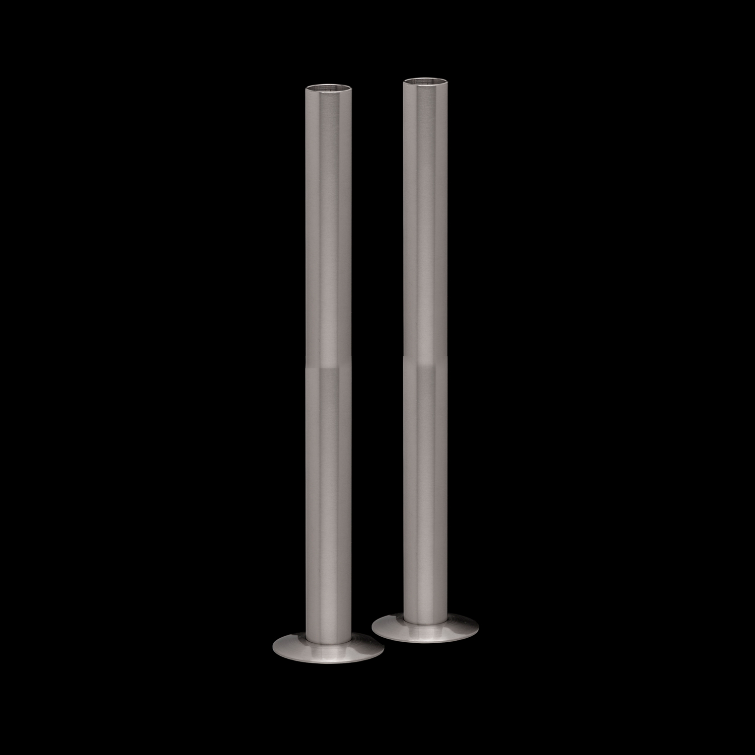 Brushed Chrome Pipe Sleeve & Collar Floor Tidy Set - 1 x Pair of 300mm
