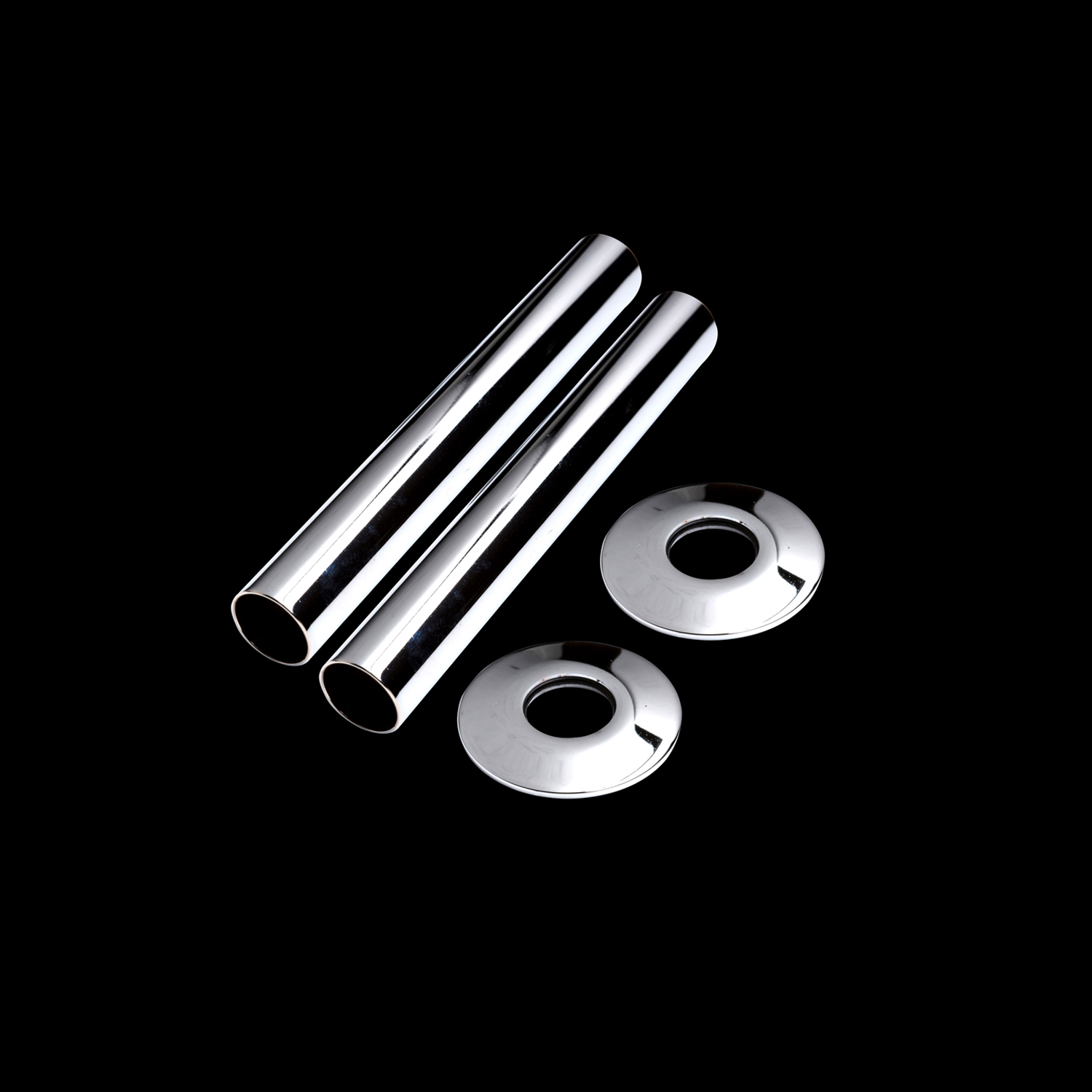 Chrome Plated Pipe Sleeve & Collar Floor Tidy Set - 1 x Pair of 130mm
