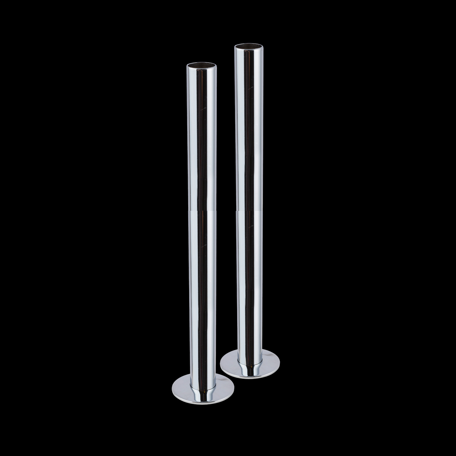Chrome Plated Pipe Sleeve & Collar Floor Tidy Set - 1 x Pair of 300mm