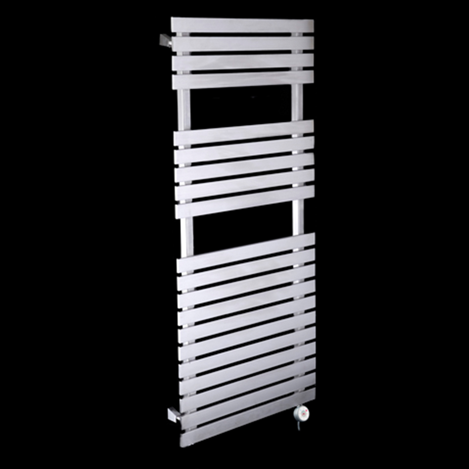 Oslo Brushed Stainless Steel Thermostatic Electric Towel Rail 1200mm high x 500mm wide