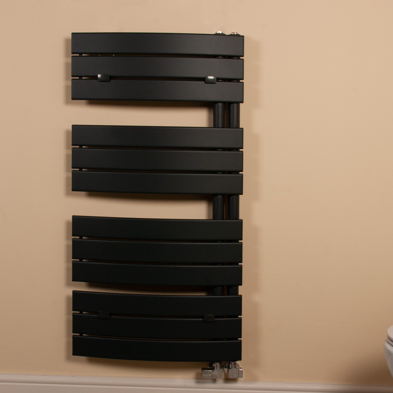 Lazzarini Pieve Anthracite Floating Open Side Designer Heated Towel Rail 1080mm high x 550mm wide