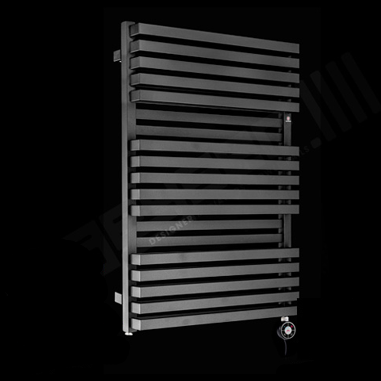 Terma Quadrus Bold Black High Output Double Thermostatic Electric Towel Rail 870mm high x 600mm wide