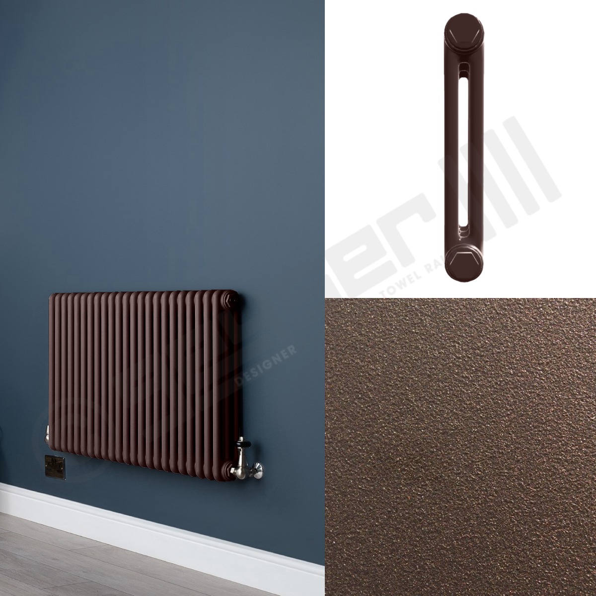 2 Column Chocolate Brown Living Room Radiator