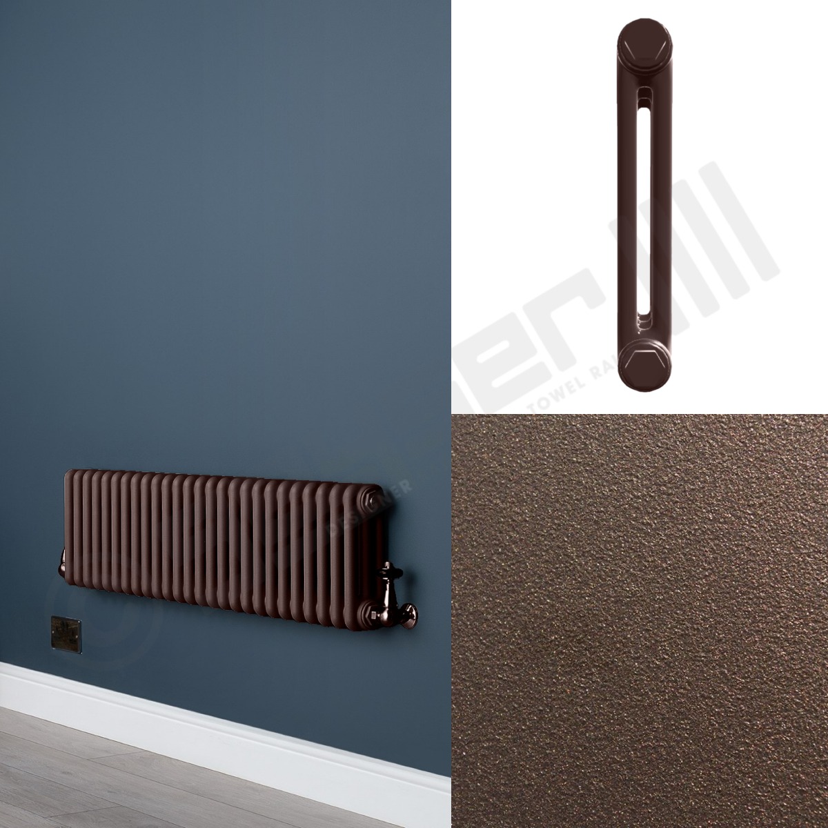 Custom 2 Column 400mm High Chocolate Brown Radiators