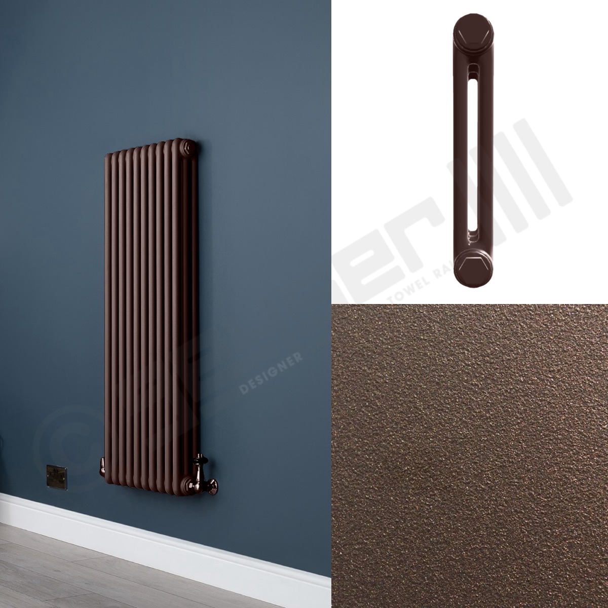 2 Column Chocolate Brown Wall Radiator