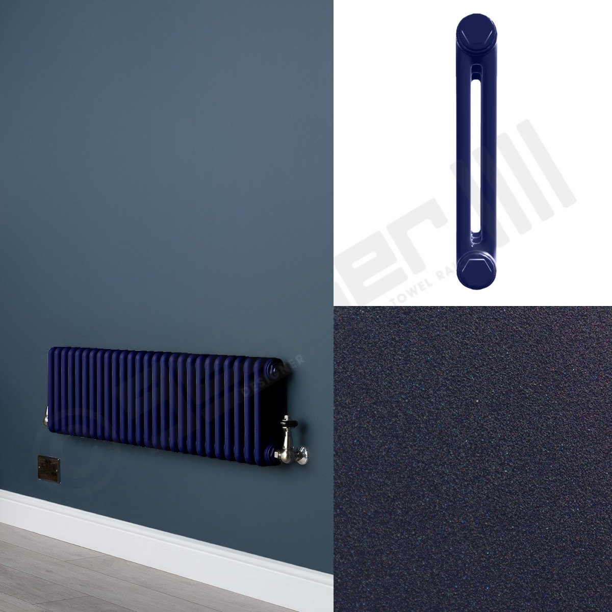 Custom 2 Column 400mm High Dark Blue Radiators