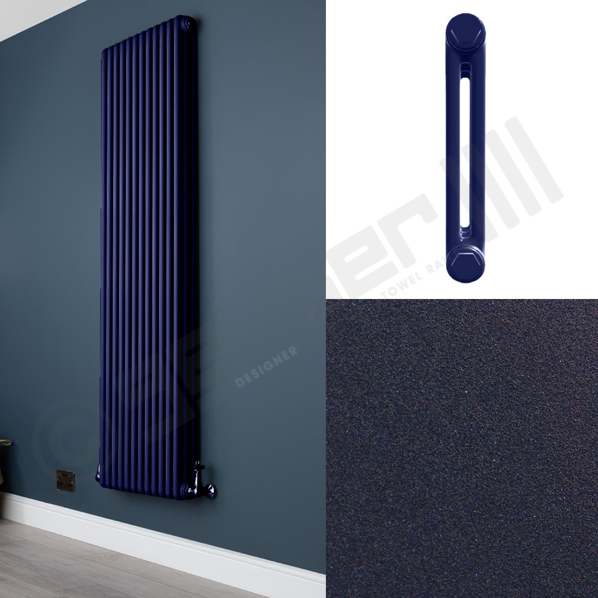 Custom 2 Column 1800mm High Dark Blue Radiators