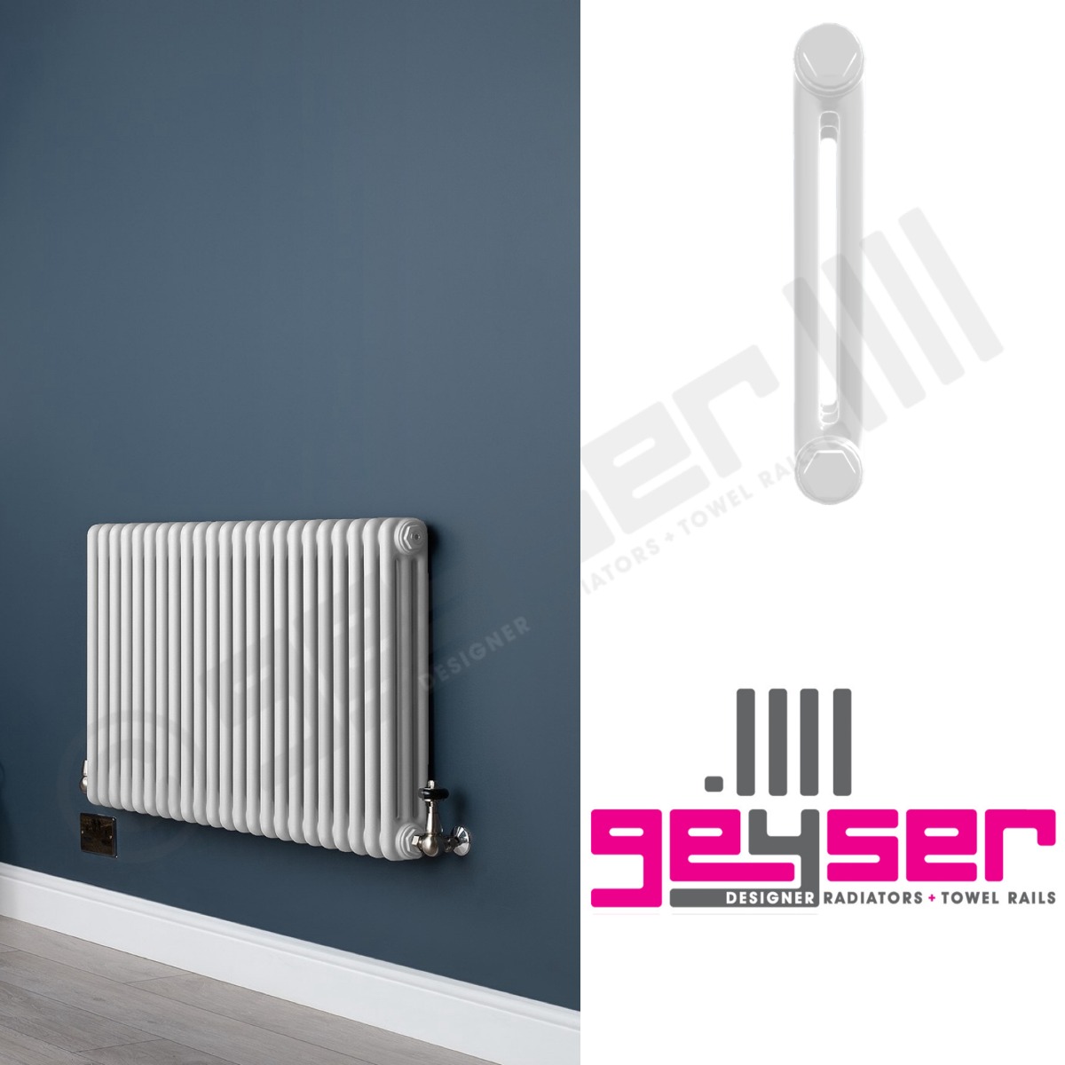 2 Column Gloss White Living Room Radiator