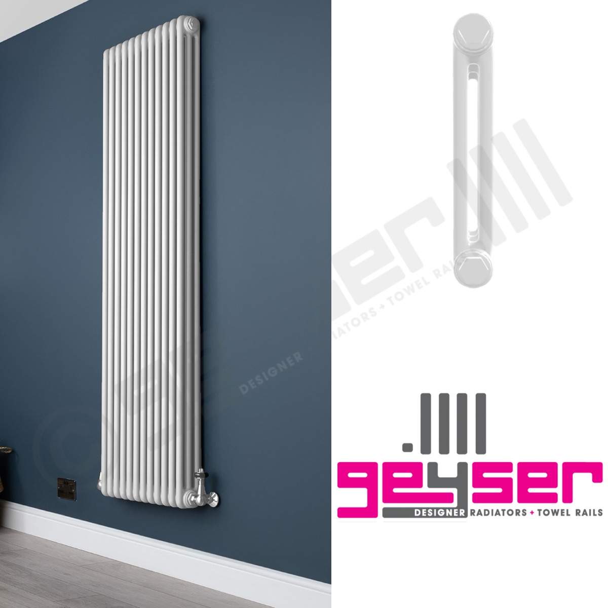 Custom 2 Column 1800mm High Gloss White Radiators