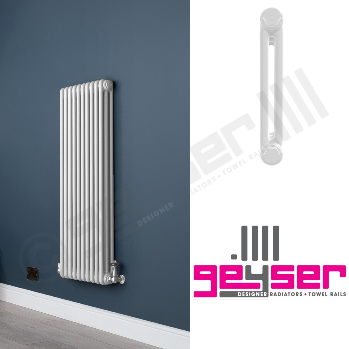 Custom 2 Column 1500mm High Gloss White Radiators