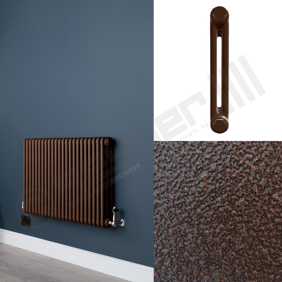 Custom 2 Column 600mm High Hammered Copper Radiators