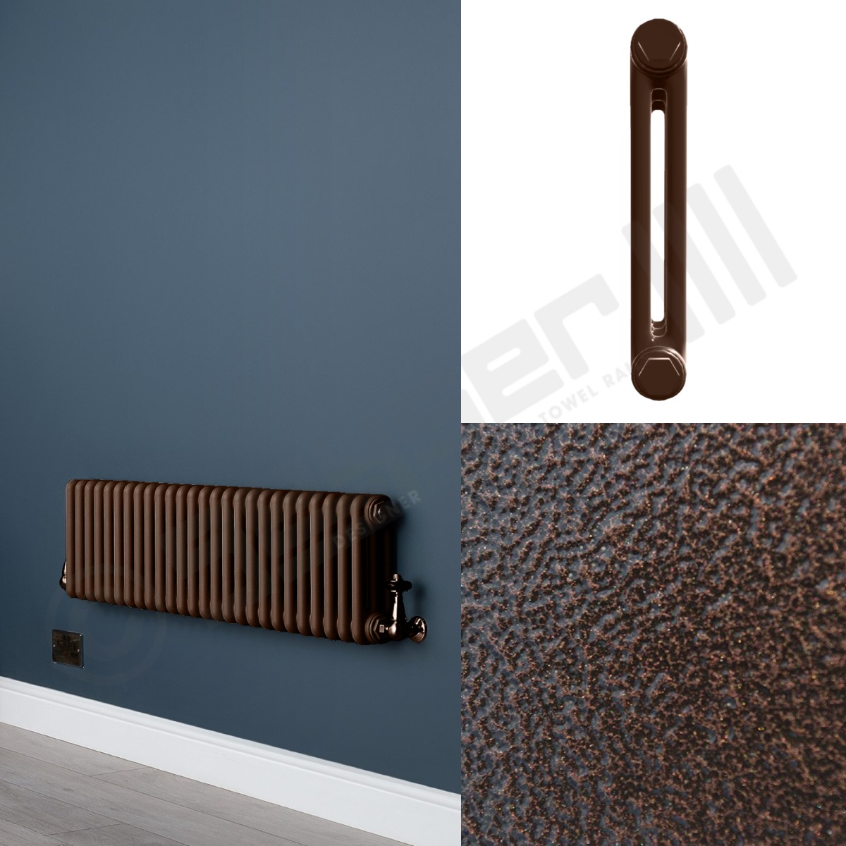 Custom 2 Column 400mm High Hammered Copper Radiators