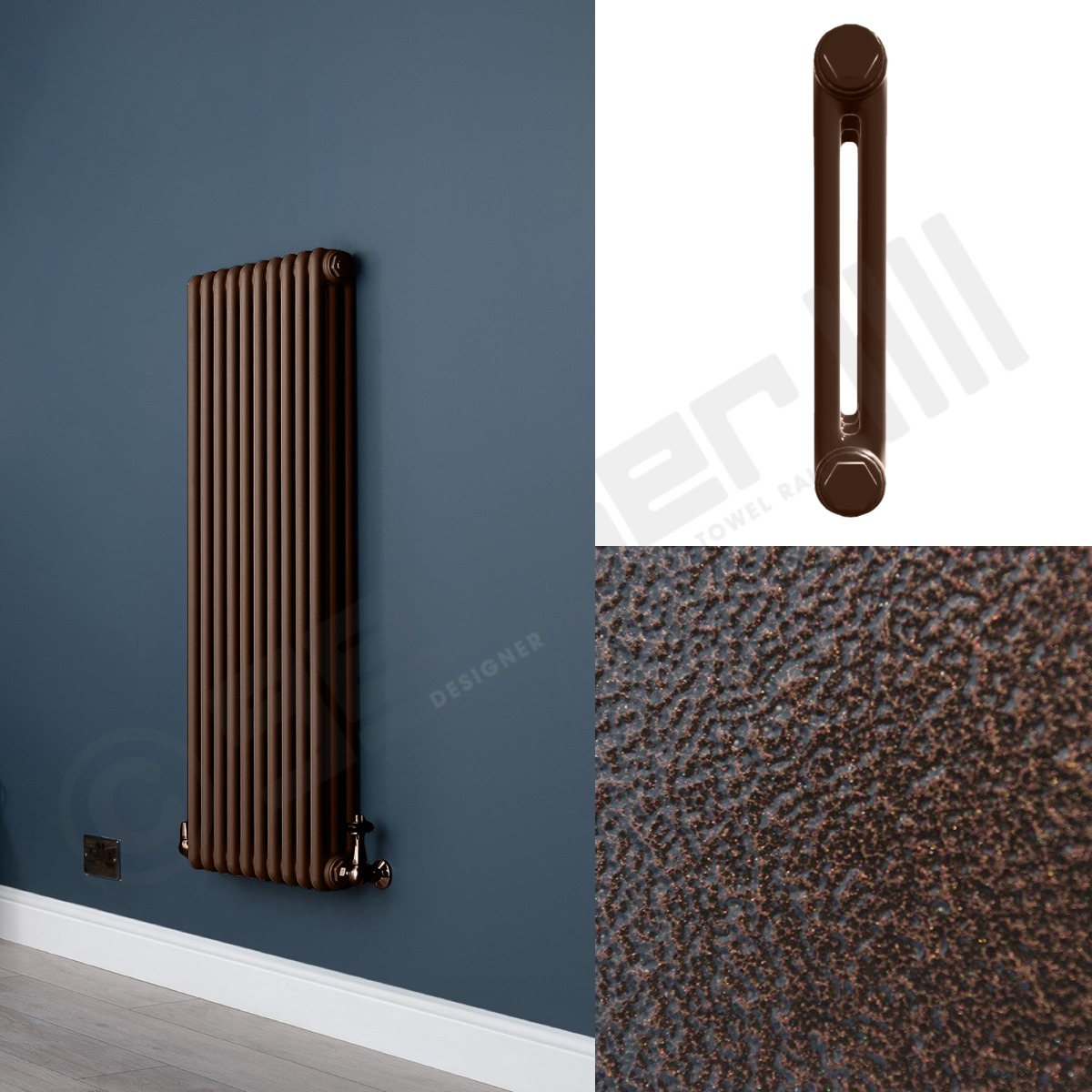 Custom 2 Column 1500mm High Hammered Copper Radiators