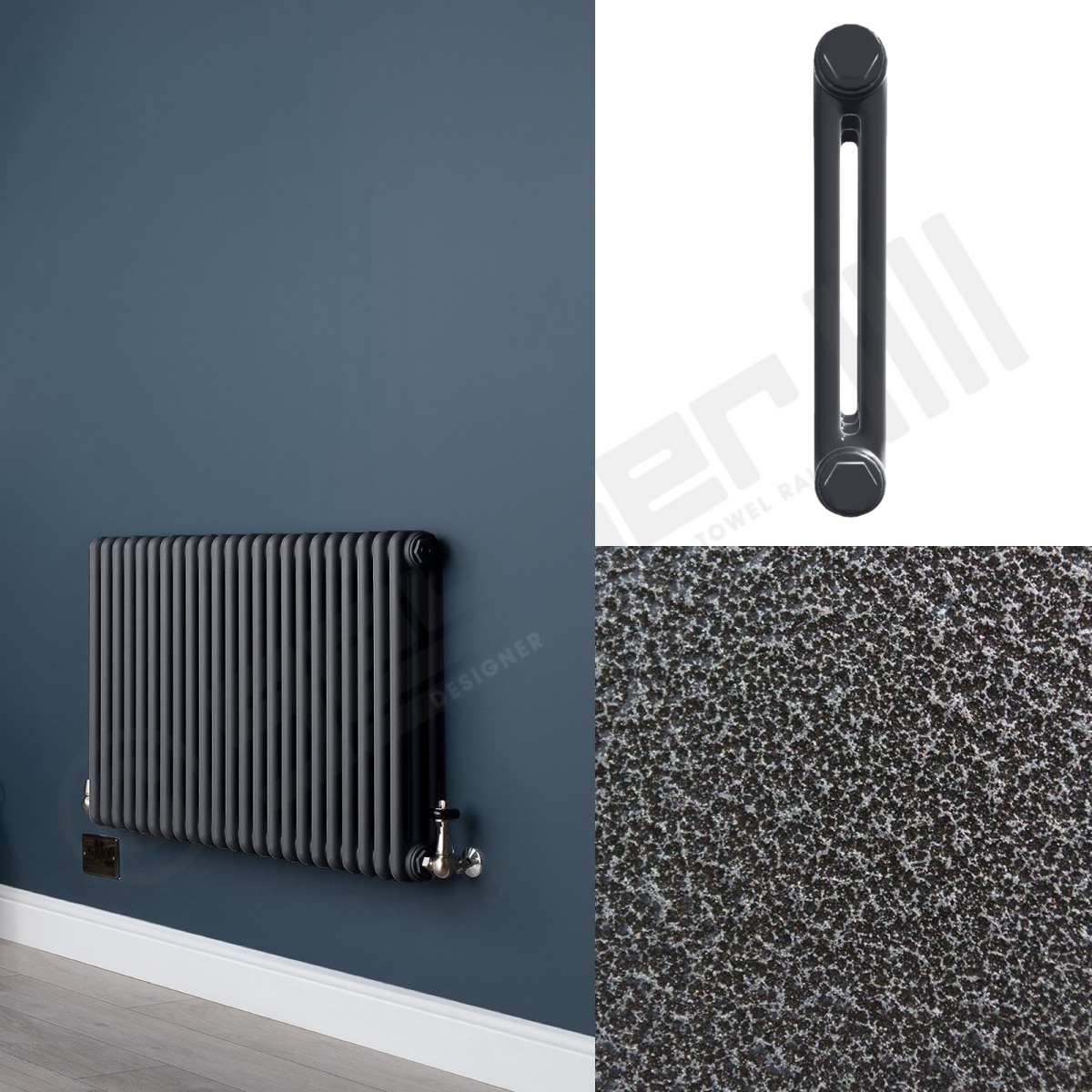 Custom 2 Column 500mm High Hammered Silver Radiators