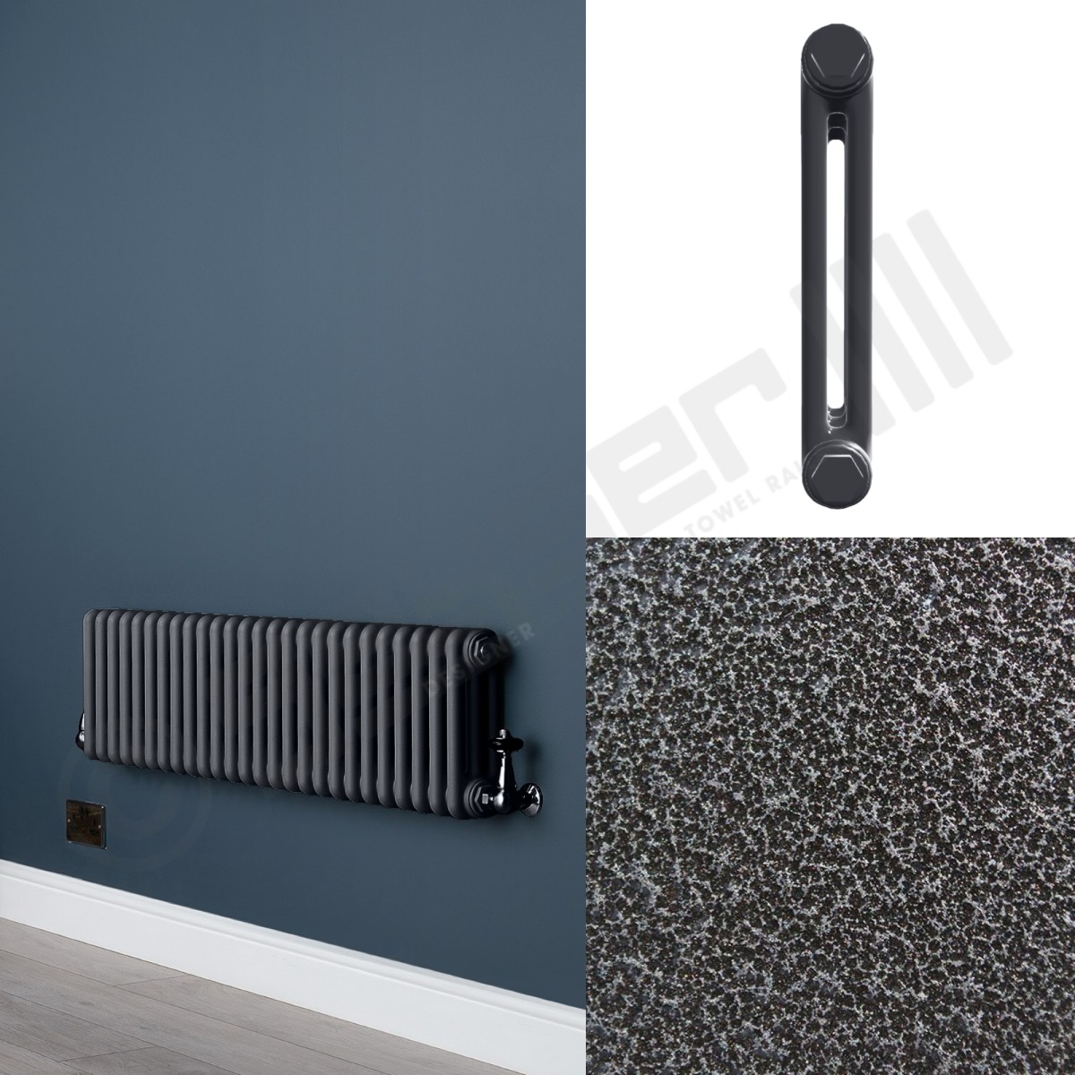 Custom 2 Column 300mm High Hammered Silver Radiators