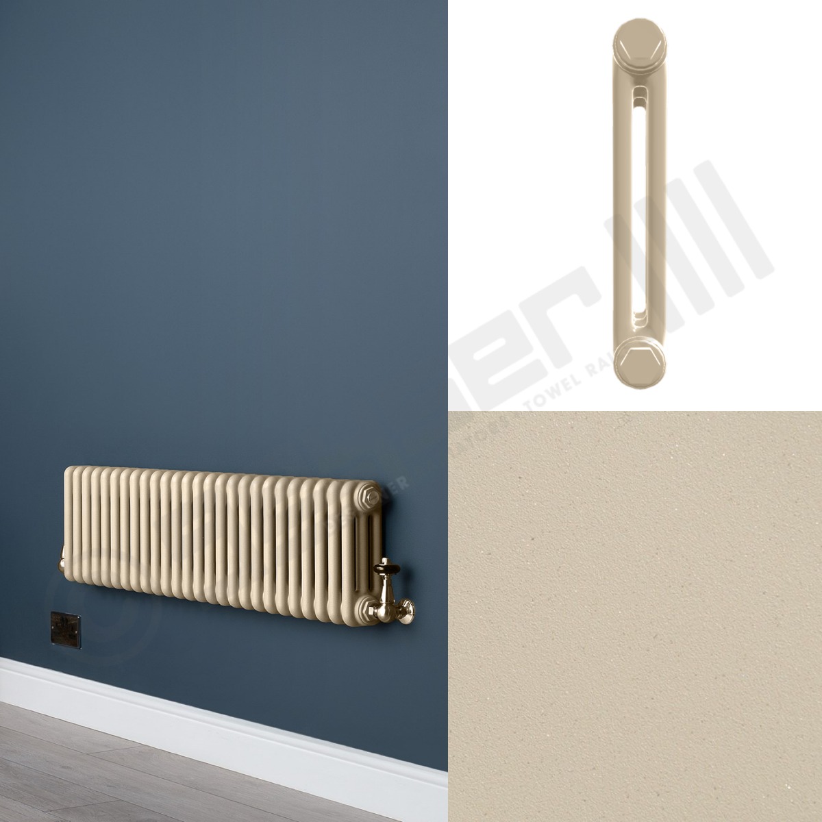 2 Column Cream Low Level Radiator