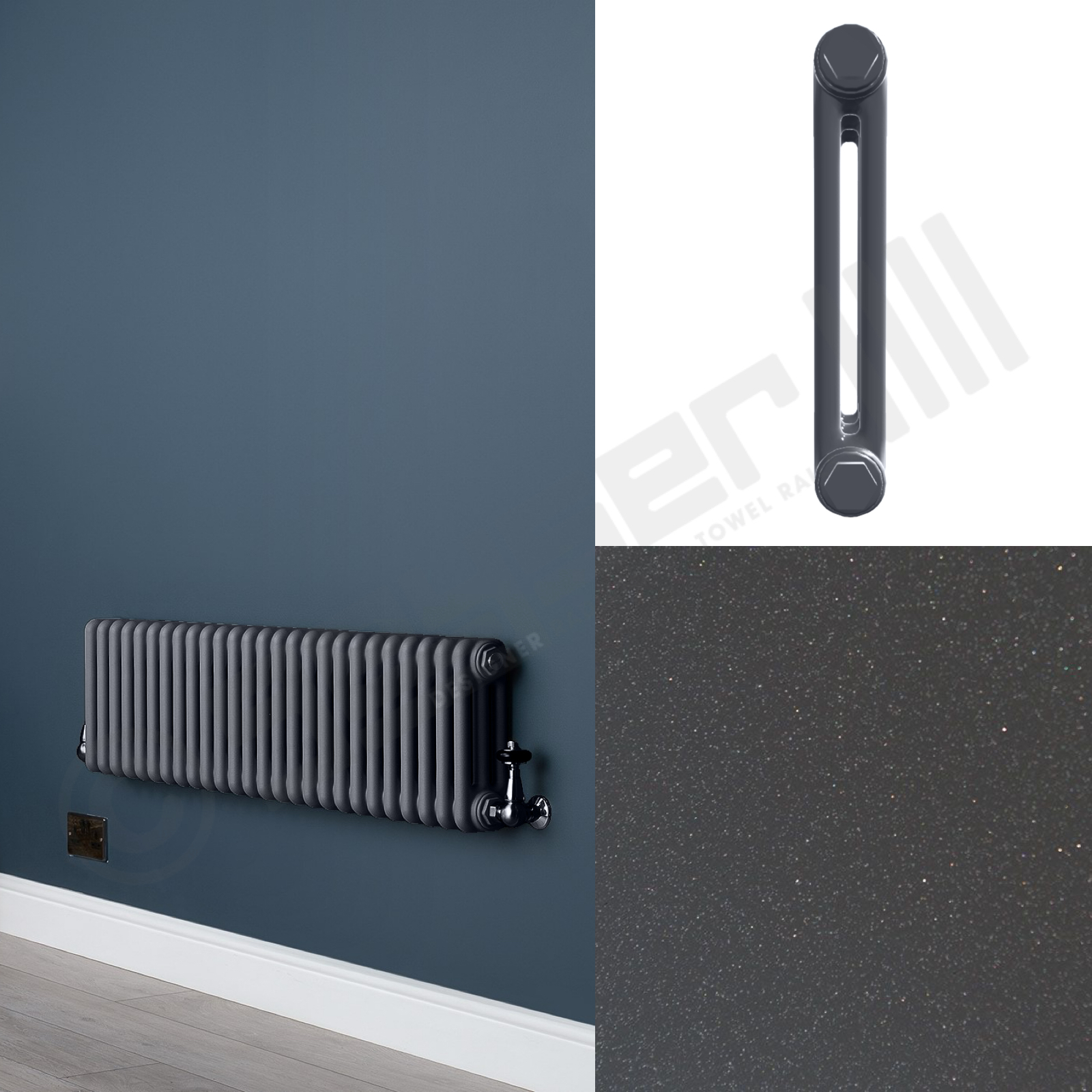 2 Column Low Level Gun Metal Grey Radiator