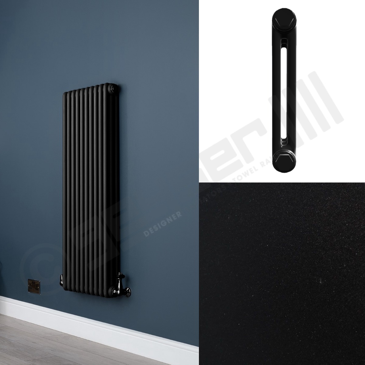 Custom 2 Column 1500mm High Smooth Matt Black Radiators