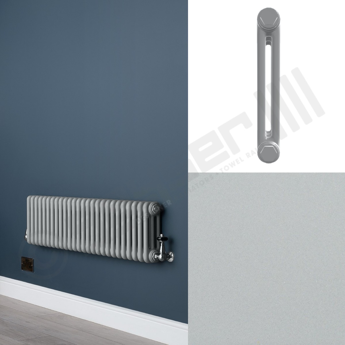 Custom 2 Column 300mm High Smooth Matt Light Grey Radiators