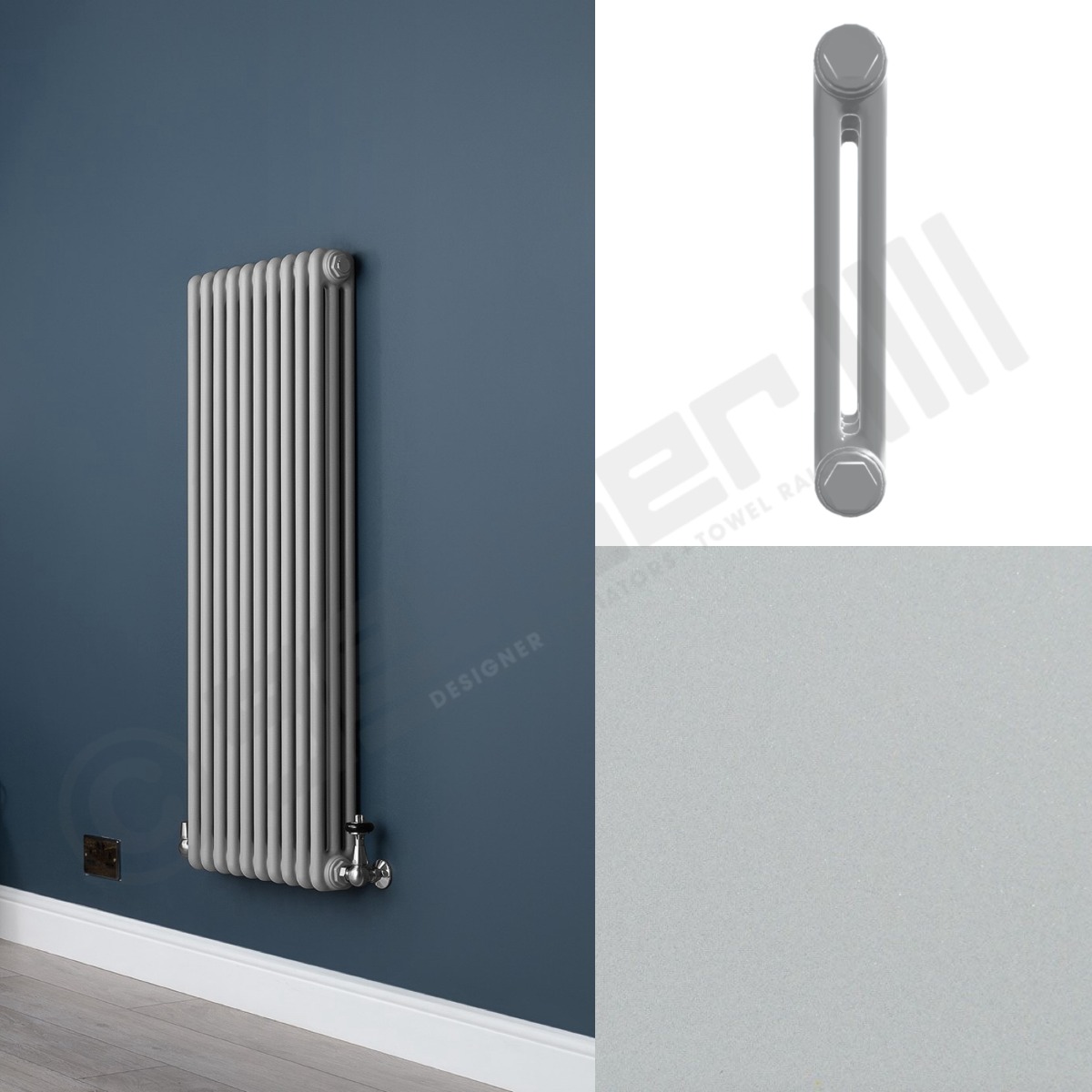 Custom 2 Column 1500mm High Smooth Matt Light Grey Radiators