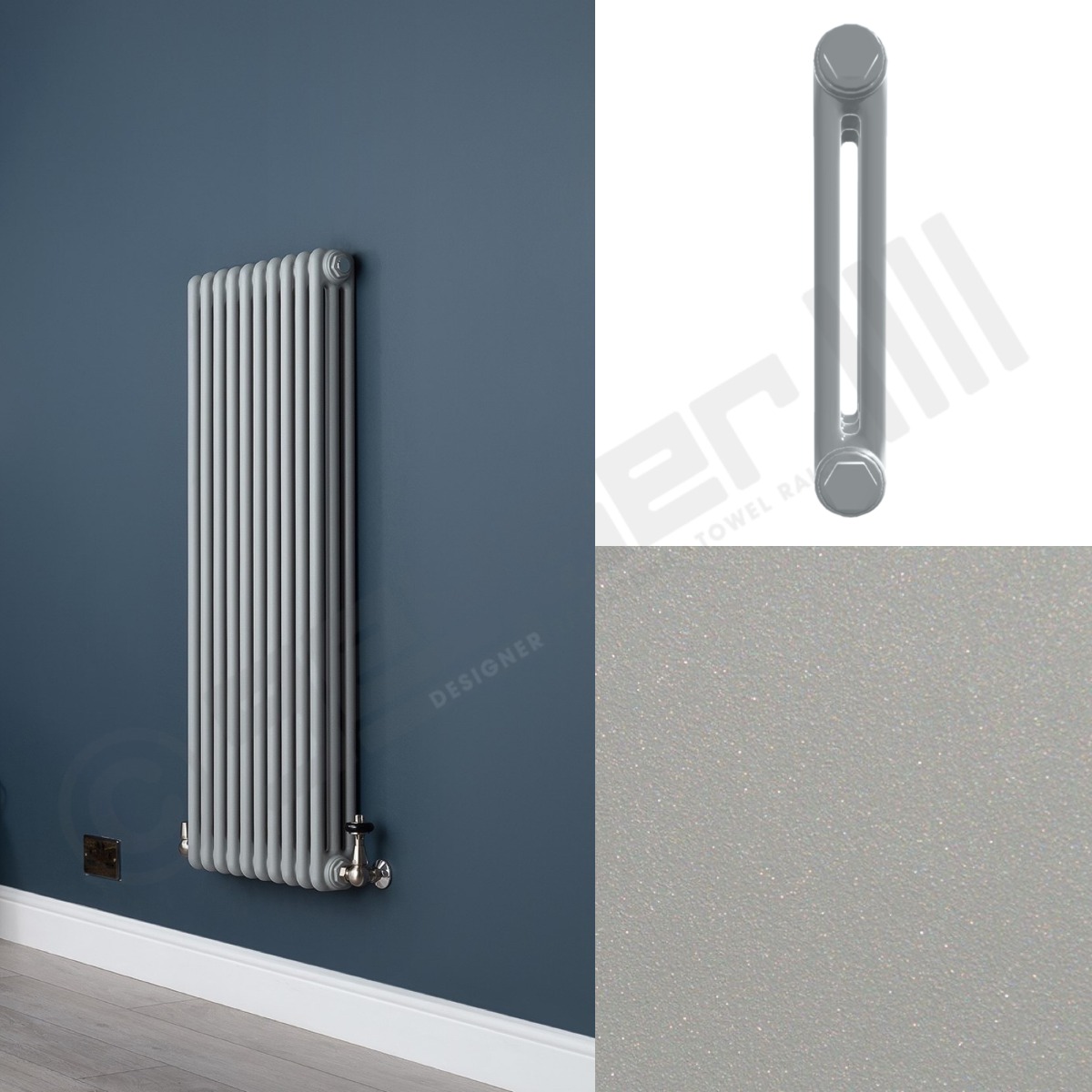 Custom 2 Column 1500mm High Textured Matt Light Grey Radiators