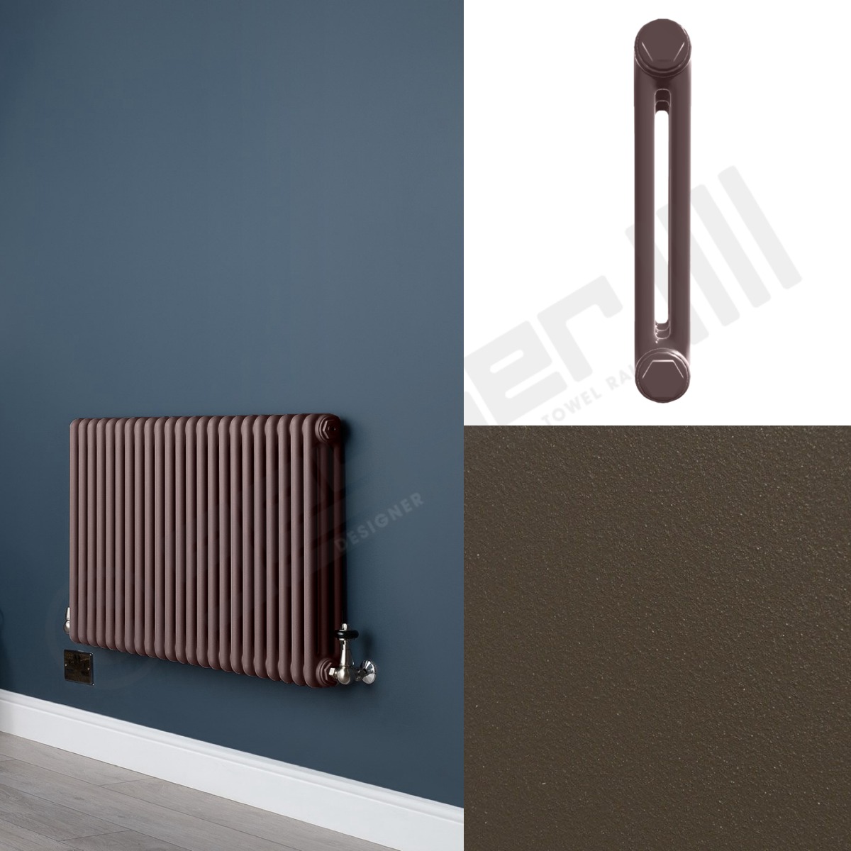 Custom 2 Column 600mm High Tobacco Brown Radiators