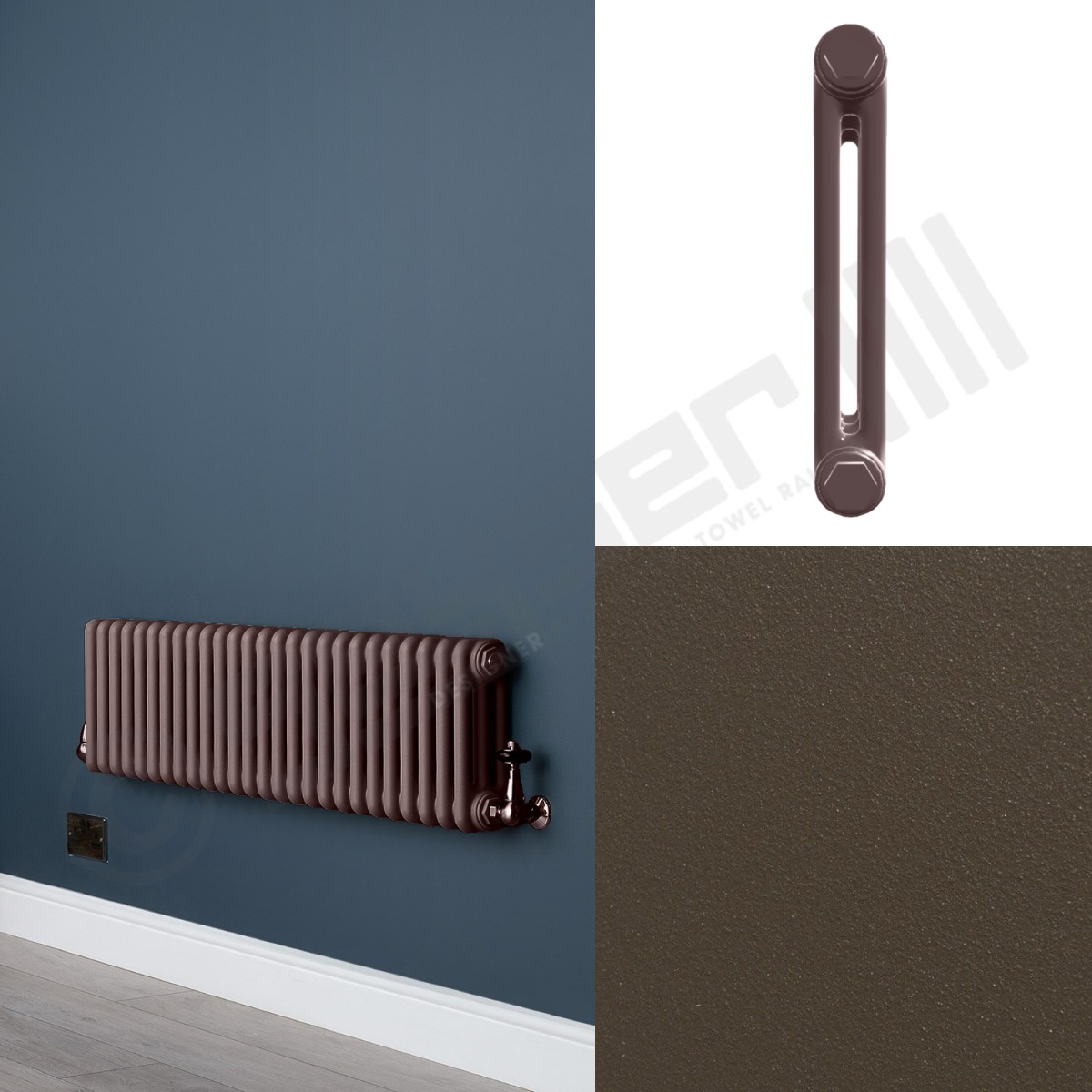 Custom 2 Column 300mm High Tobacco Brown Radiators