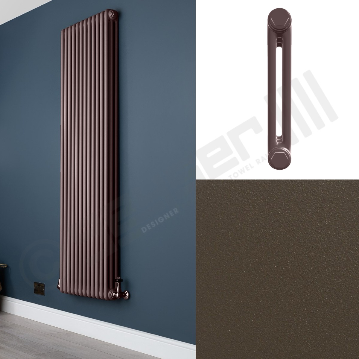 Custom 2 Column 1800mm High Tobacco Brown Radiators