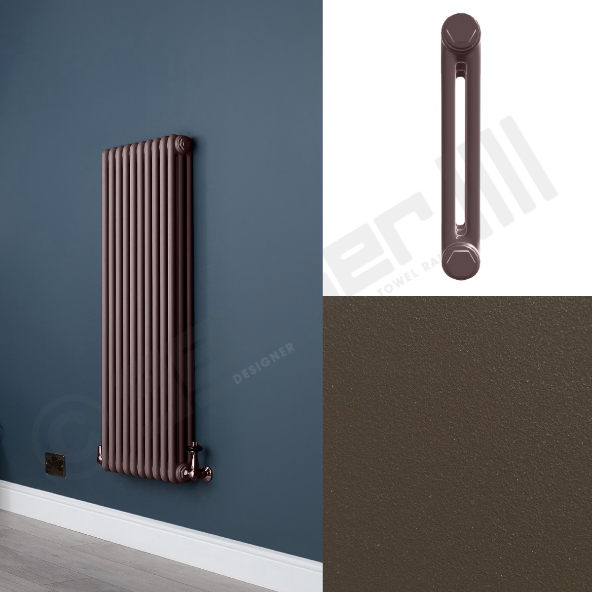 Custom 2 Column 1500mm High Tobacco Brown Radiators