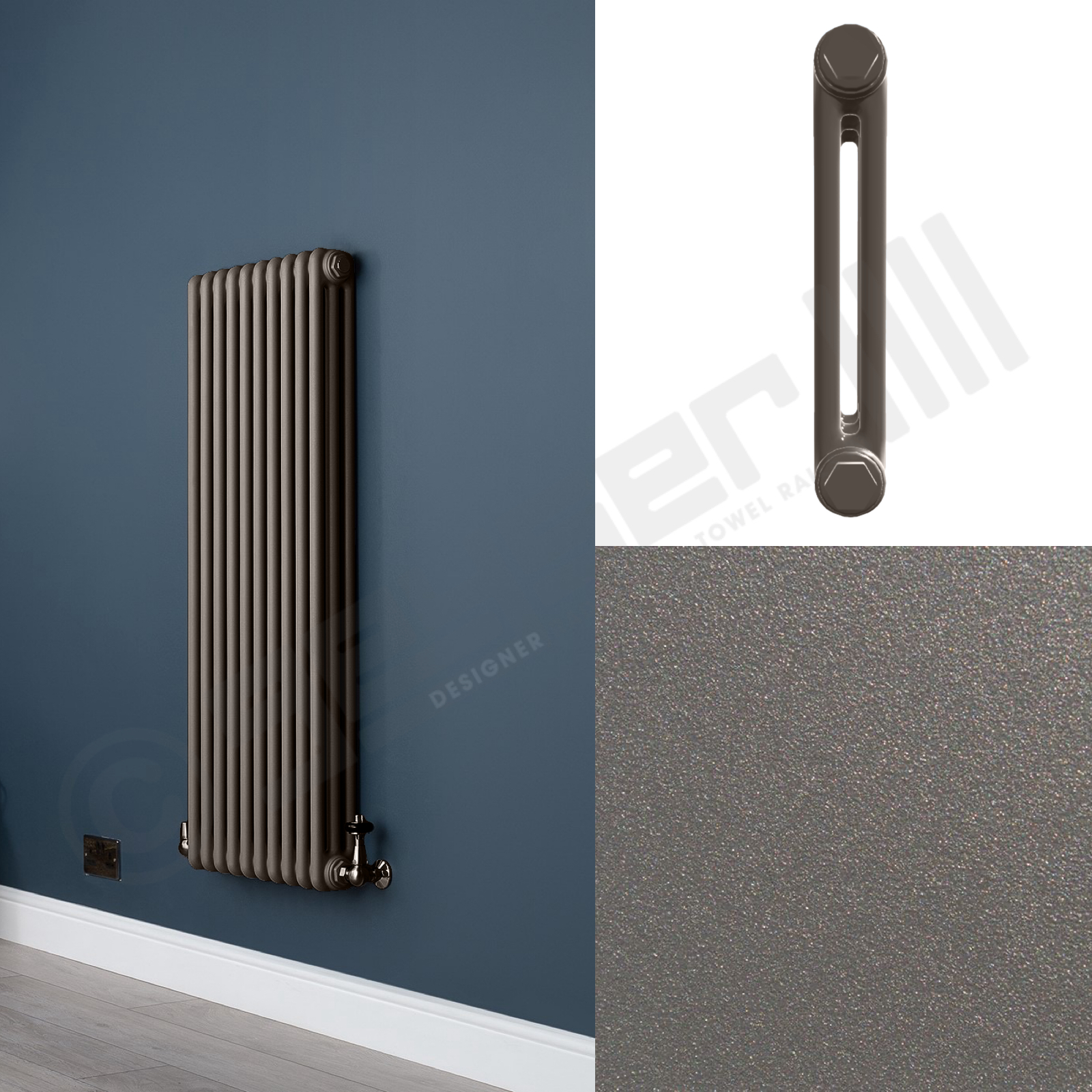 2 Column Mid Grey Wall Radiator