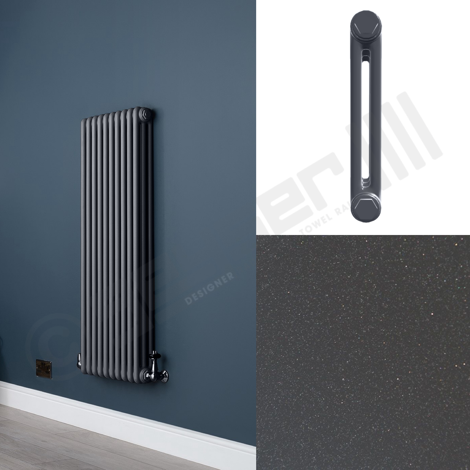 2 Column Gun Metal Grey Wall Radiator