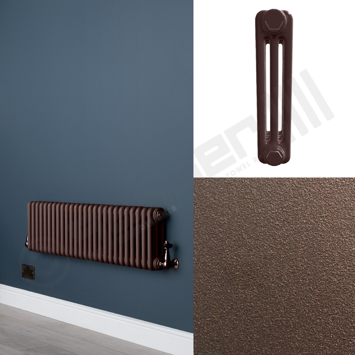 Custom 3 Column 300mm High Chocolate Brown Radiators