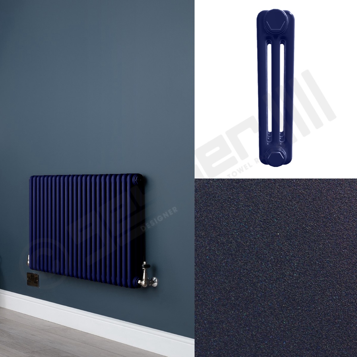Custom 3 Column 600mm High Dark Blue Radiators