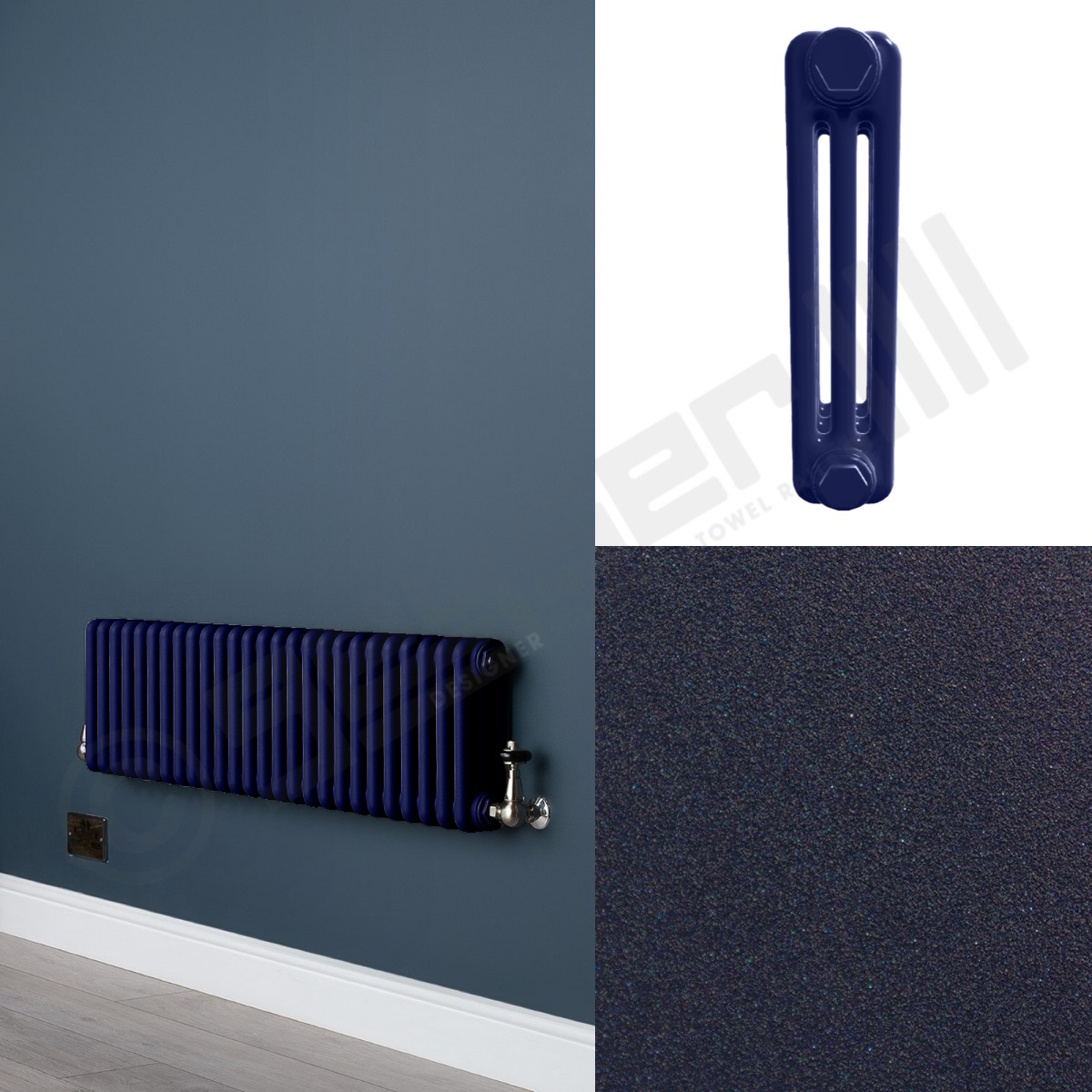 Custom 3 Column 400mm High Dark Blue Radiators