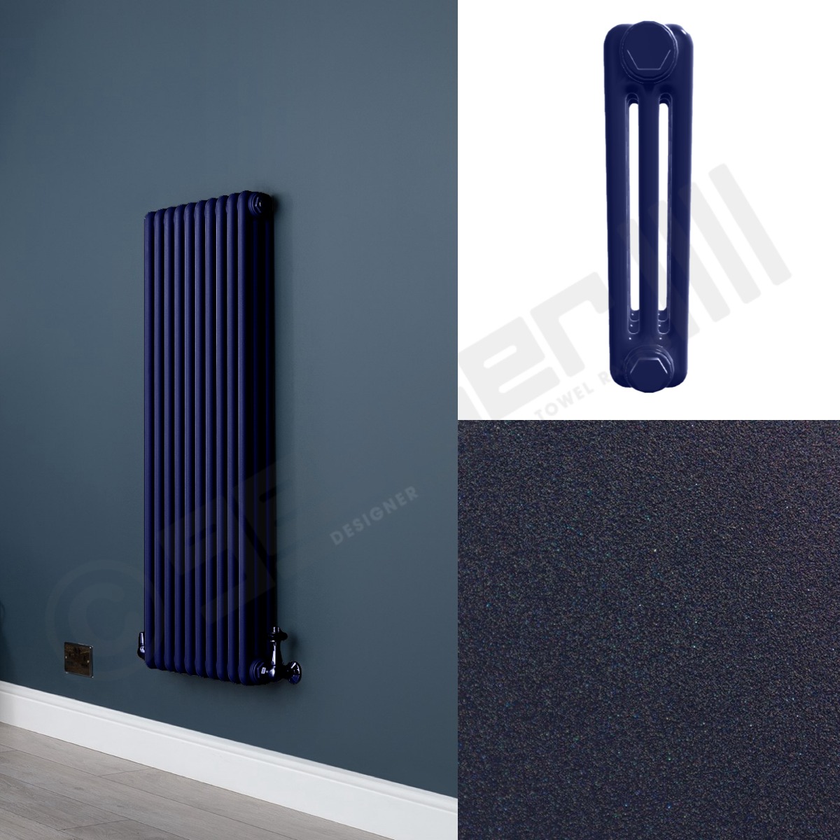 Custom 3 Column 1500mm High Dark Blue Radiators