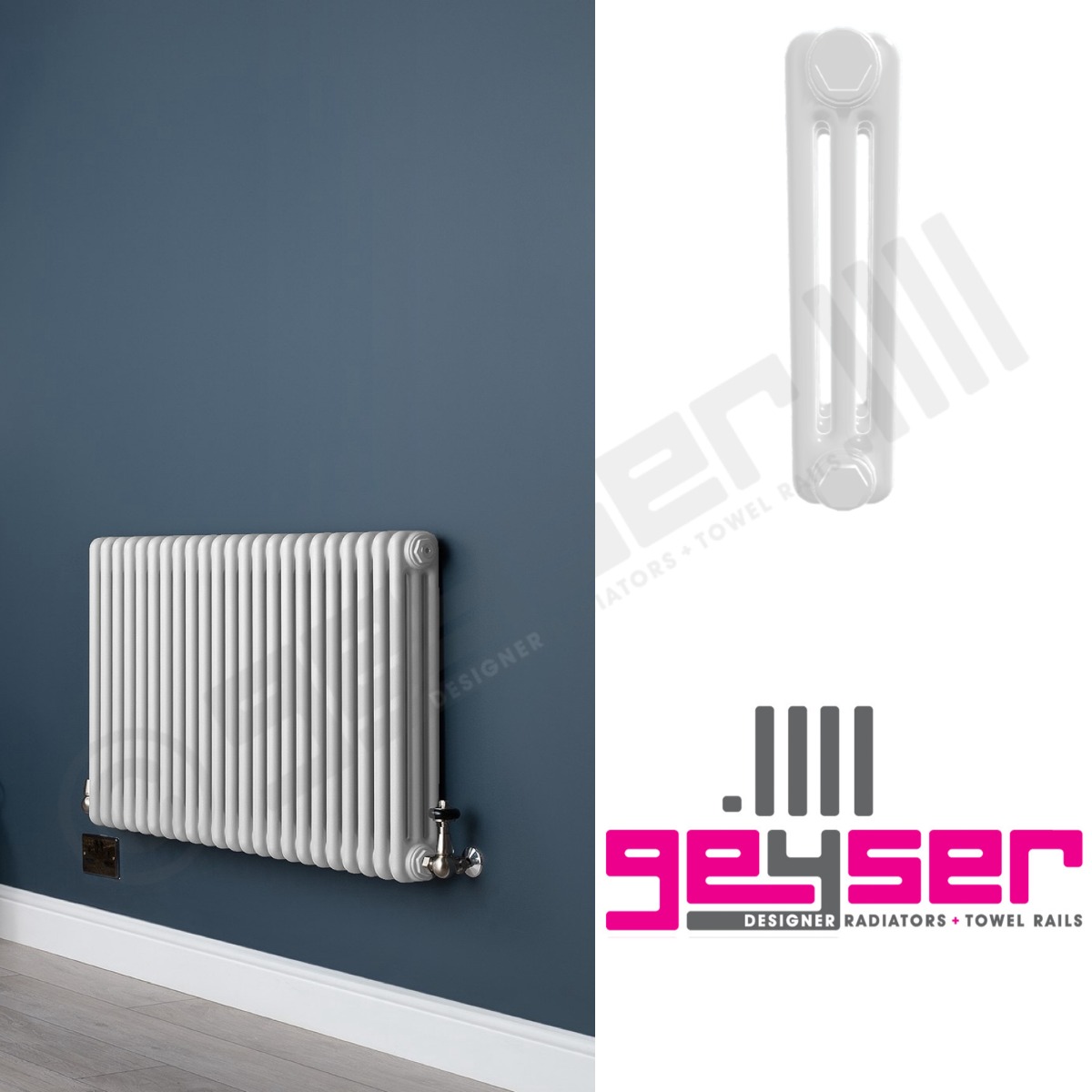 3 Column Gloss White Living Room Radiator