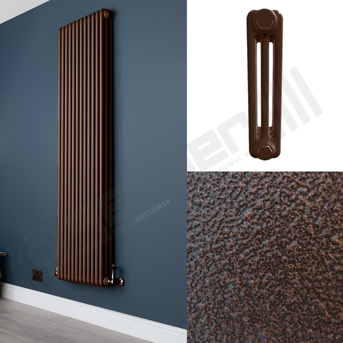 3 Column Hammered Copper Tall Radiator