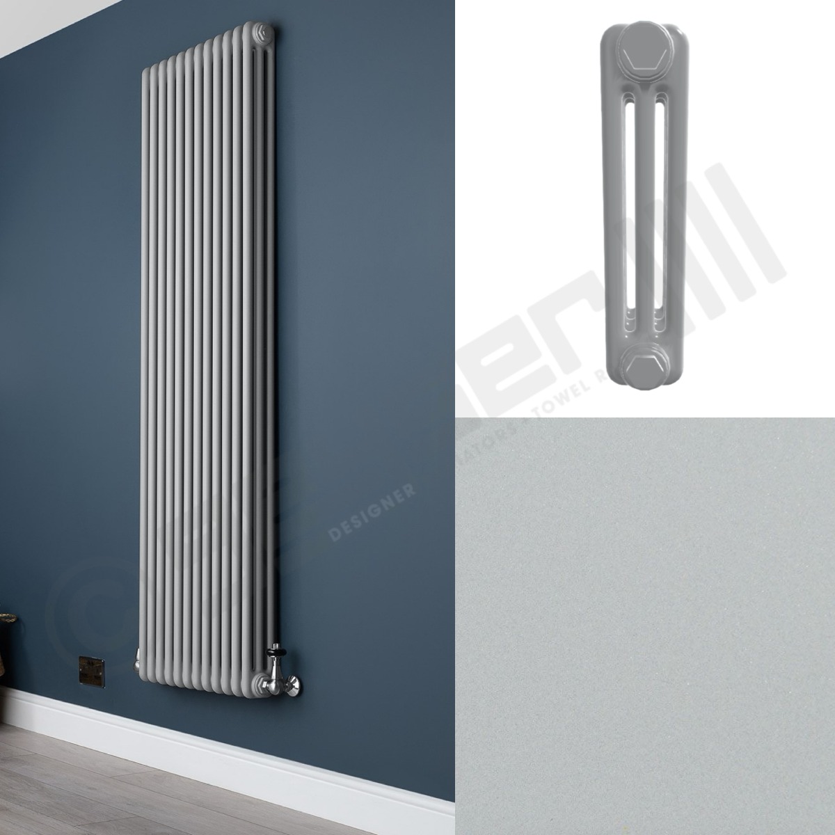 Custom 3 Column 1800mm High Smooth Matt Light Grey Radiators