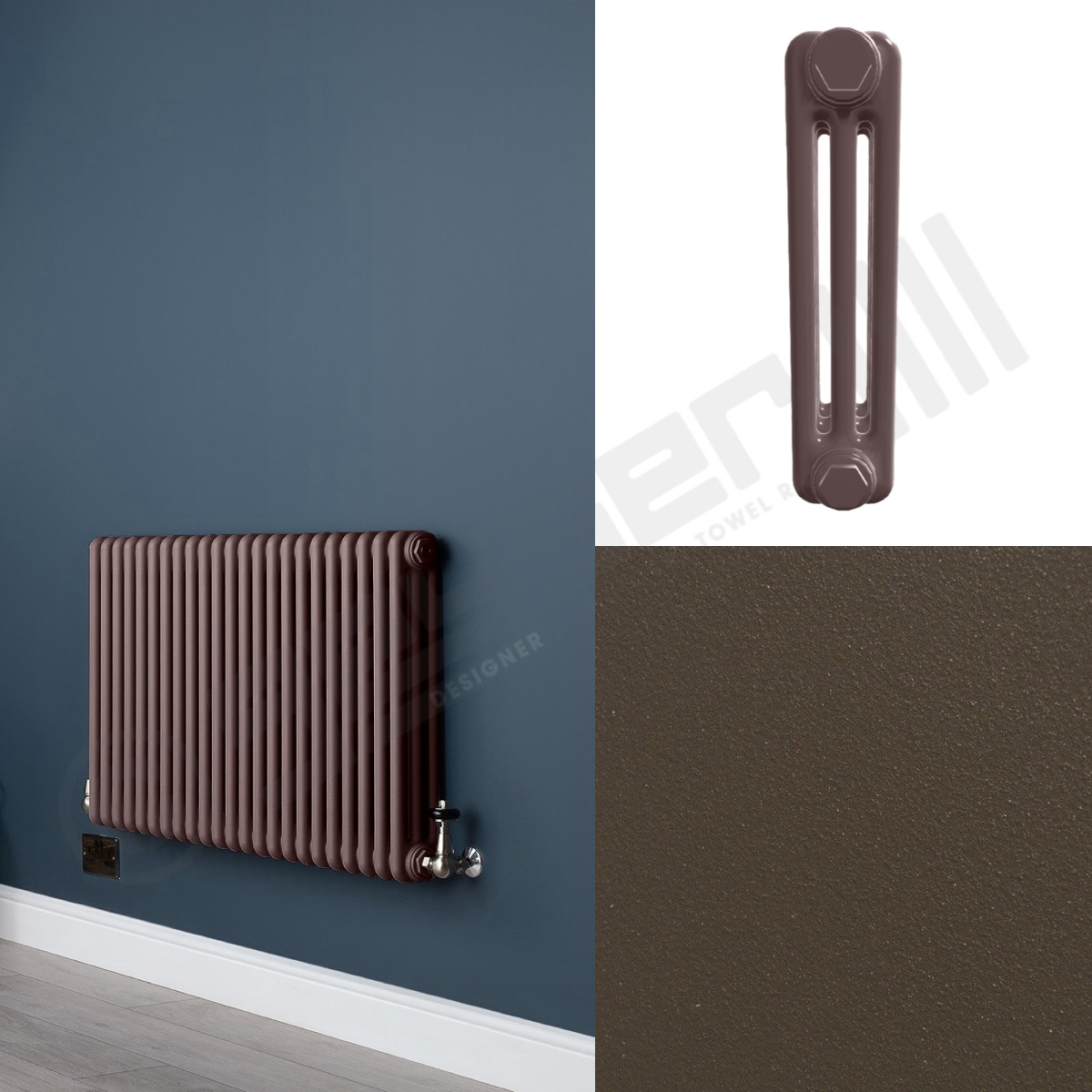 3 Column Tobacco Brown Living Room Radiator