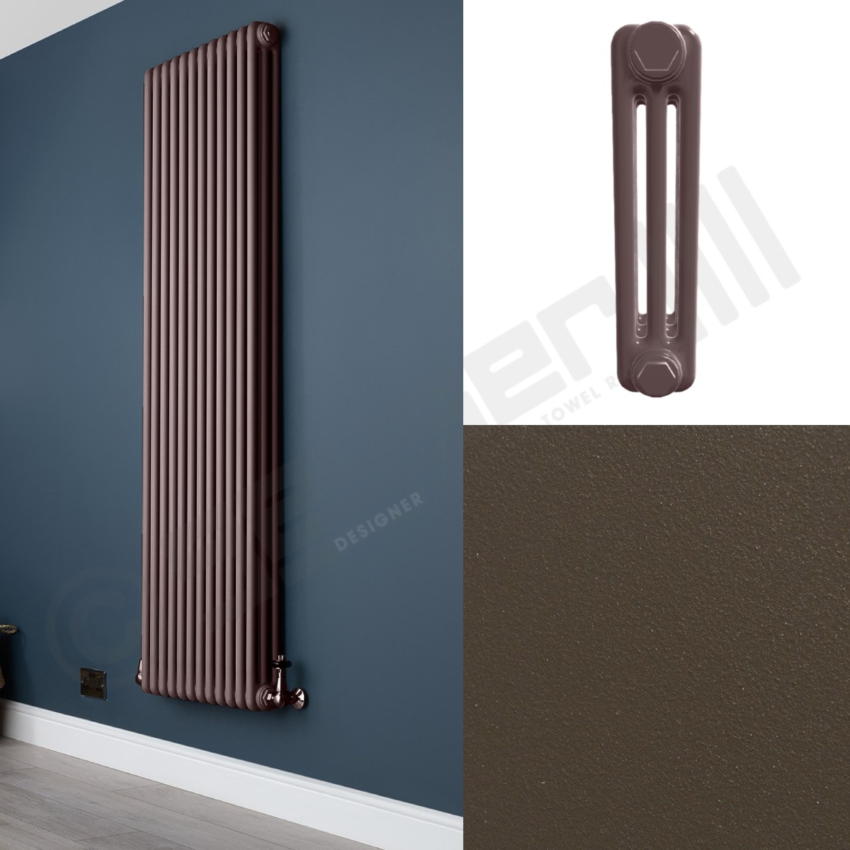 3 Column Tobacco Brown Tall Radiator