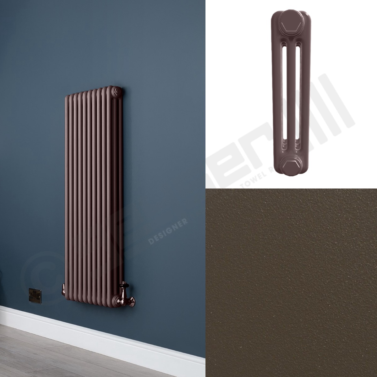 Custom 3 Column 1500mm High Tobacco Brown Radiators