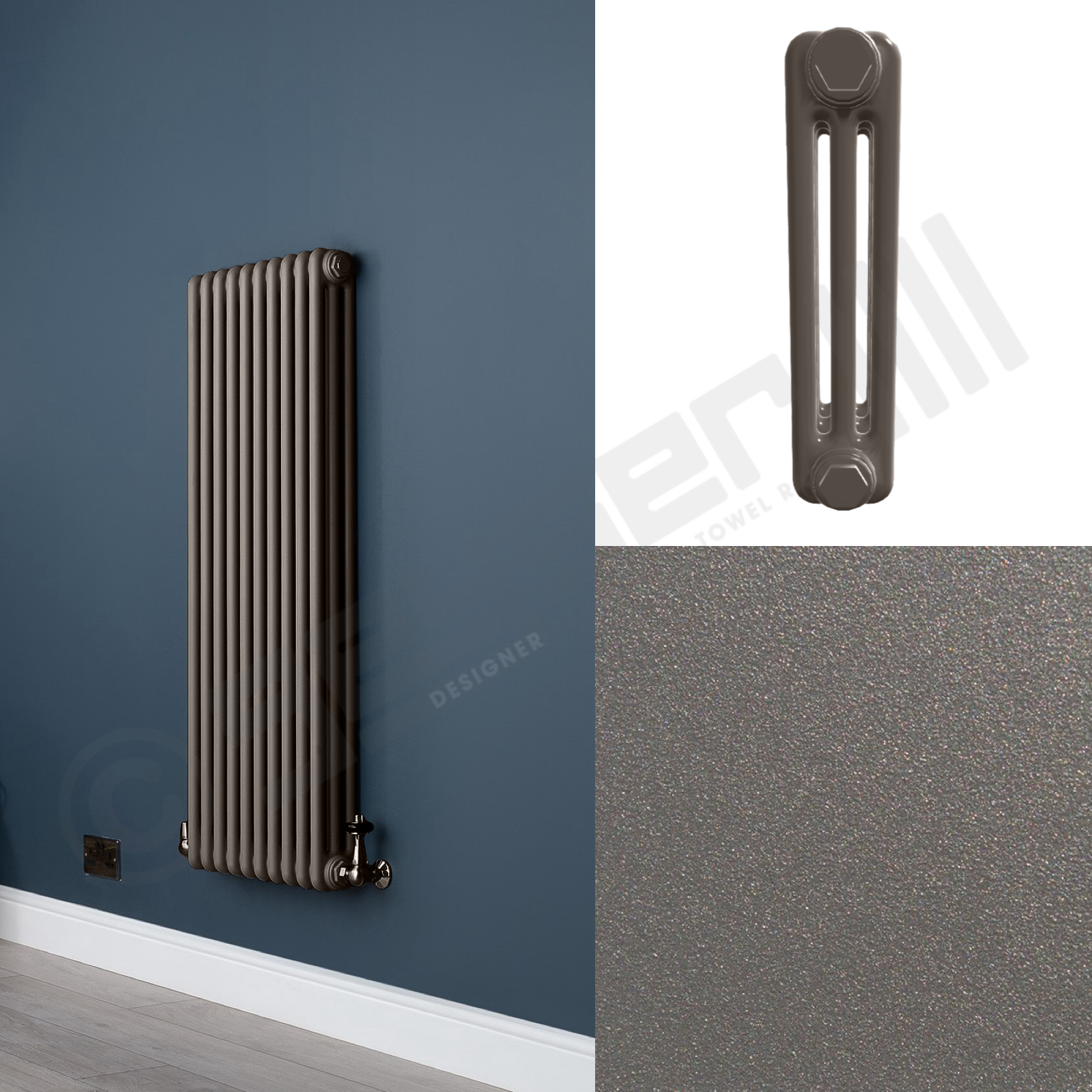 3 Column Mid Grey Wall Radiator