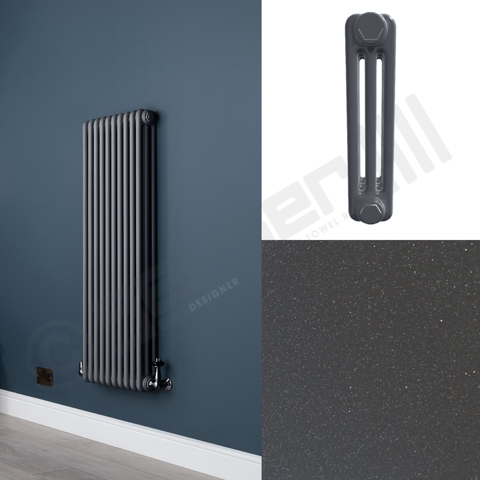 3 Column Gun Metal Grey Wall Radiator