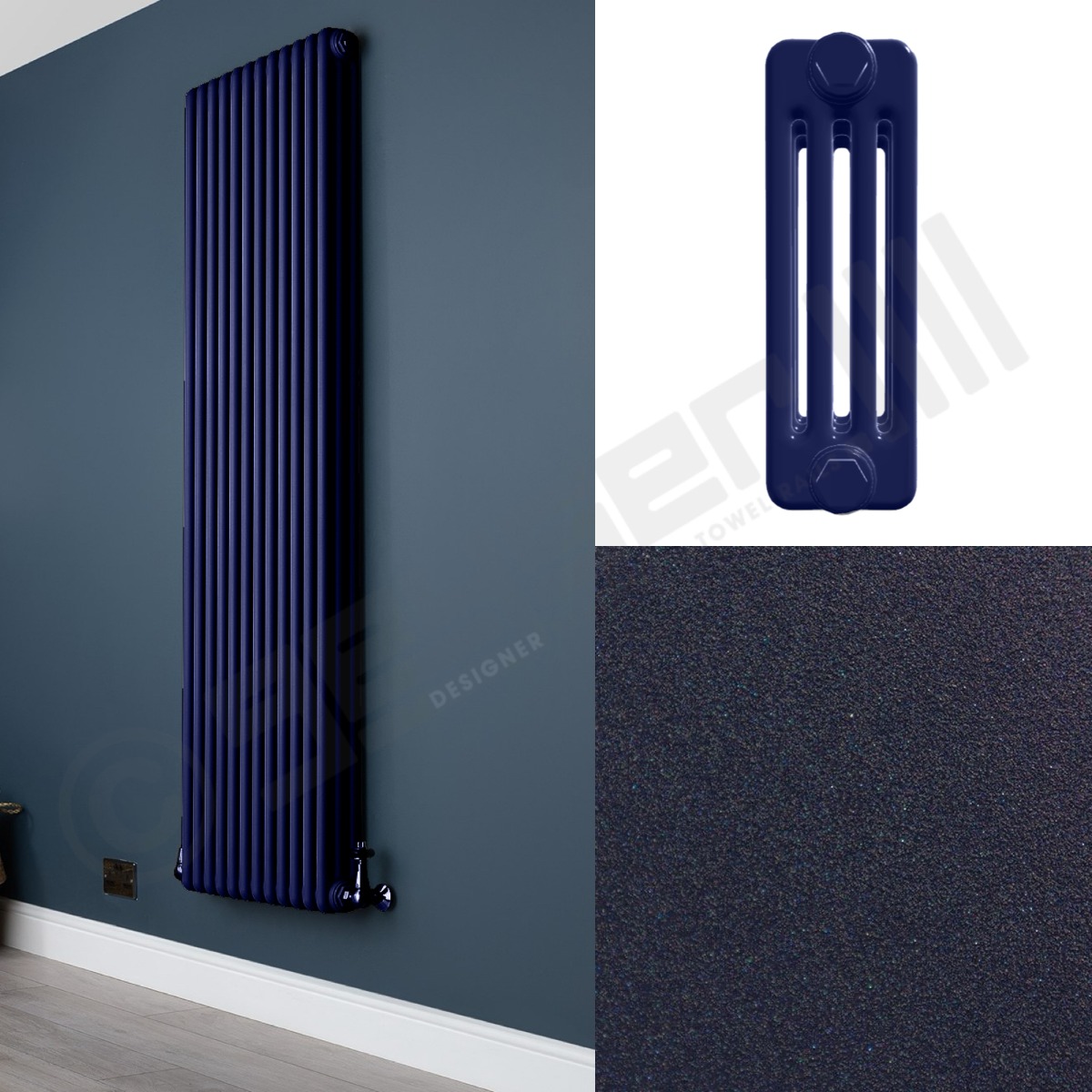 4 Column Dark Blue Wall Radiator