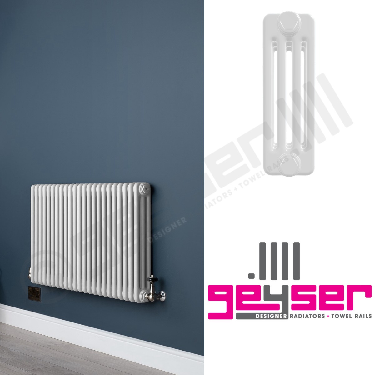 4 Column Gloss White Living Room Radiator