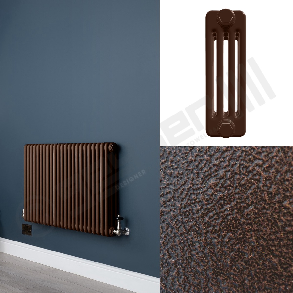 4 Column Hammered Copper Living Room Radiator
