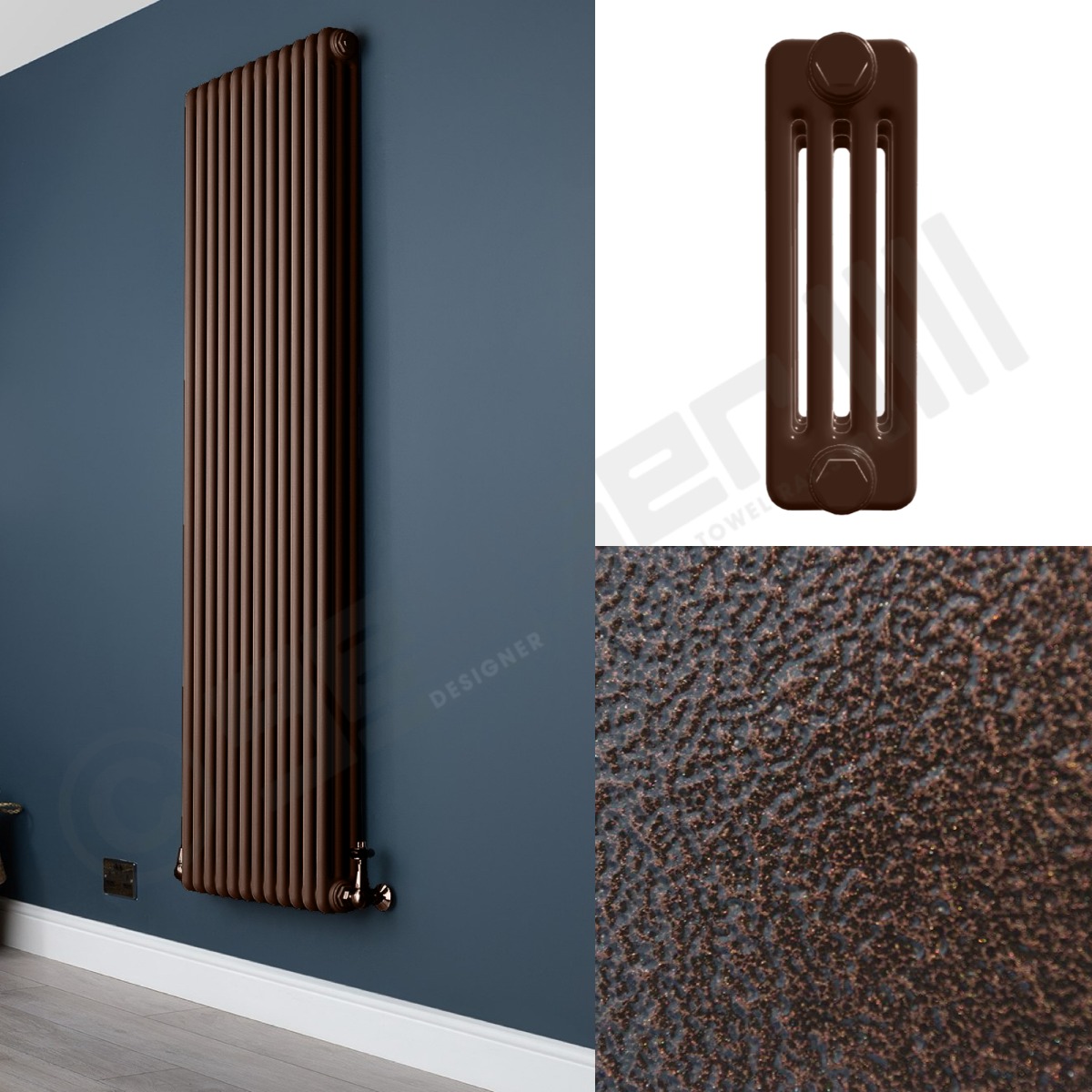 4 Column Hammered Copper Tall Radiator