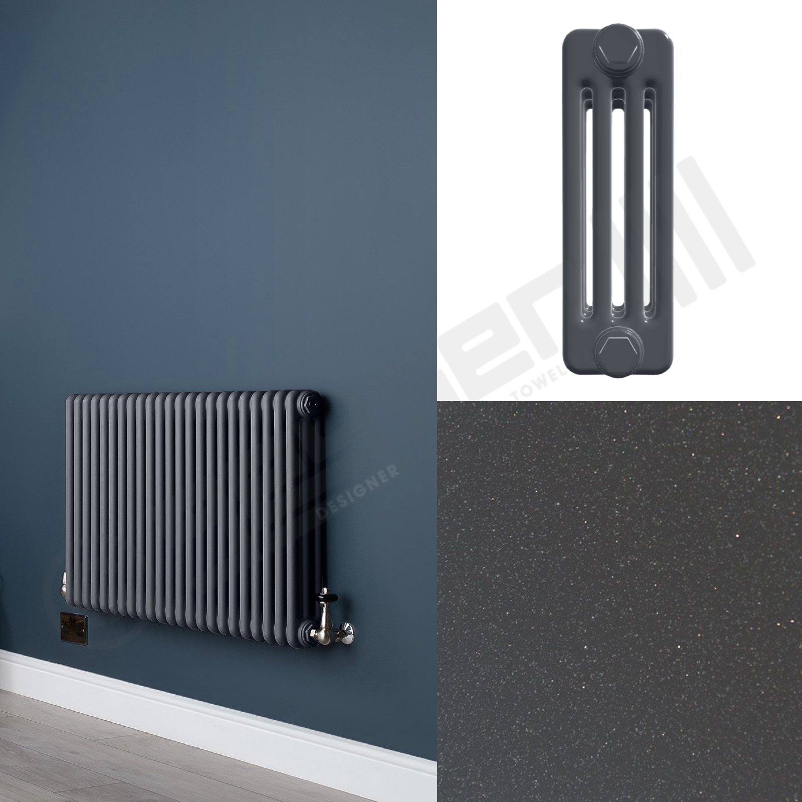 4 Column Gun Metal Grey Living Room Radiator