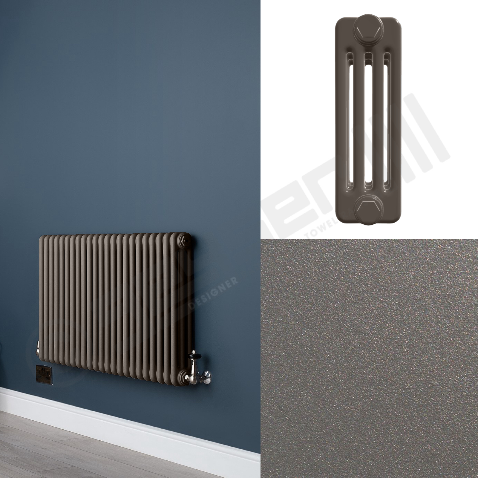 4 Column Mid Grey Living Room Radiator